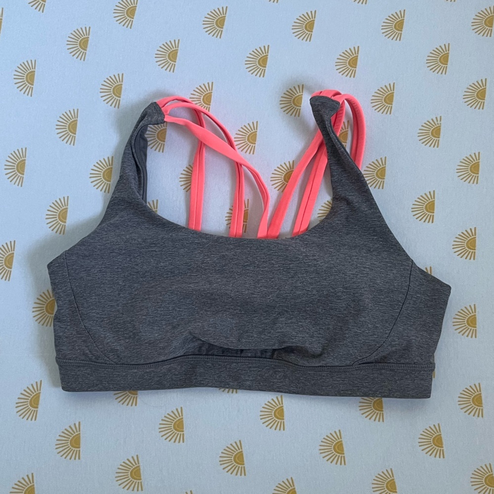 EUC lululemon Gray/Coral Energy Bra, Size 10